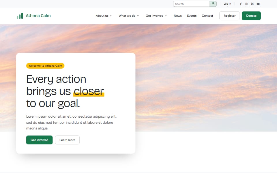 Athena - Calm theme demo home page